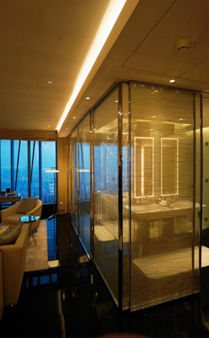 Bathroom glass door
