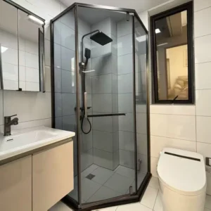 dark shower glass