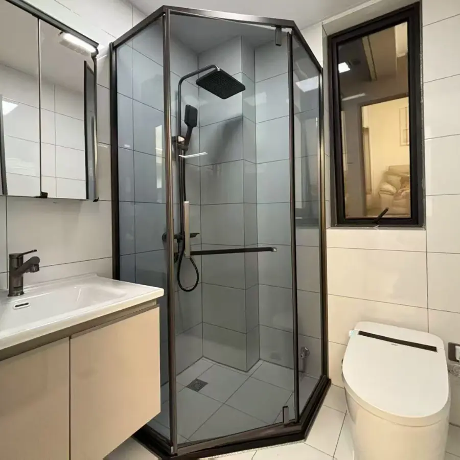 dark shower glass